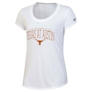Texas Longhorns Women's White Wordmark Scoop Neck Lightweight T-Shirt XL